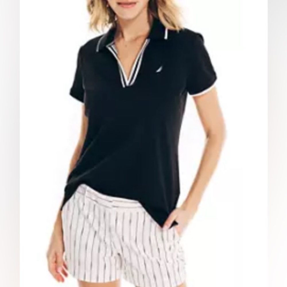 Nautica Women XL Ocean Split Neck Polo Extra Large